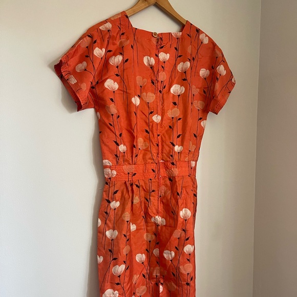 Floral Poppy Print Orange Dress - Picture 1 of 8